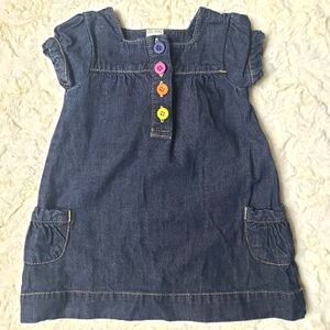 Baby girl denim dress with cute colored buttons